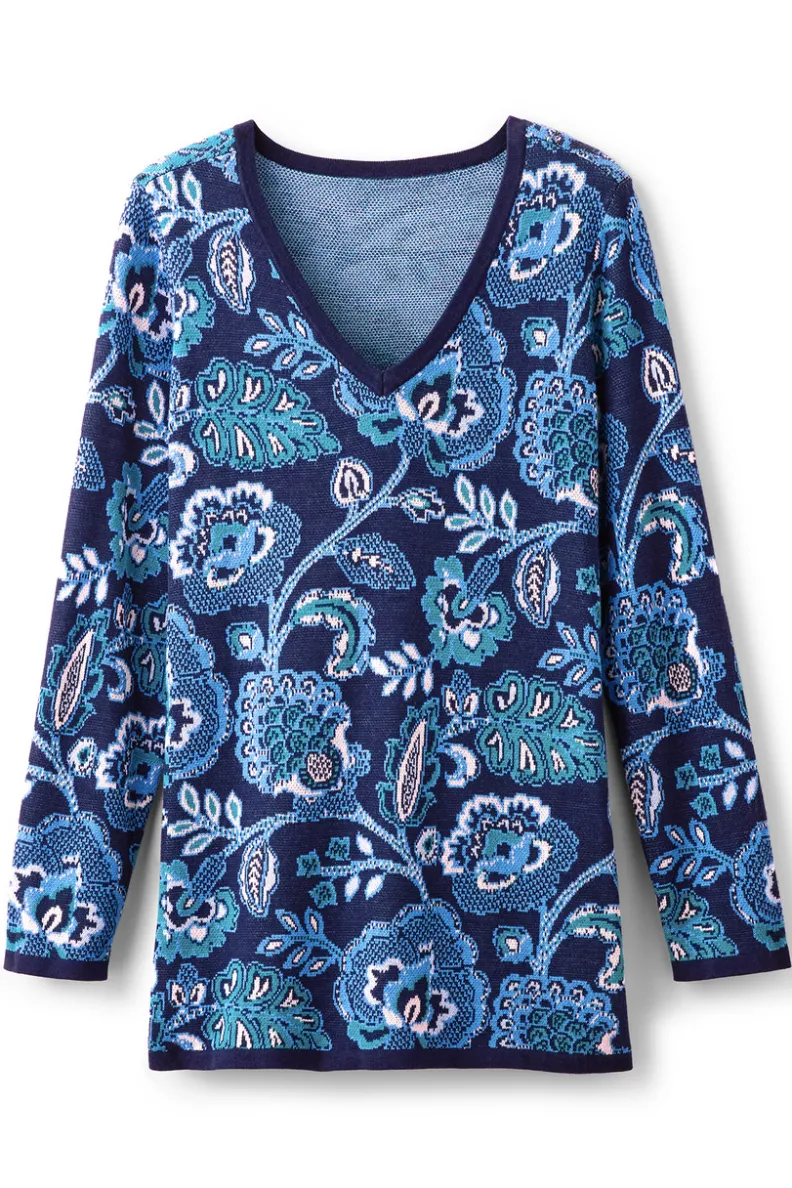 Soft Surroundings Leonor Jacquard Tunic Sweater| Tops|Sweaters & Cardigans