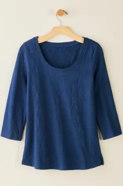 Soft Surroundings Linnea Embroidered 3/4 Sleeve Tee| Tops