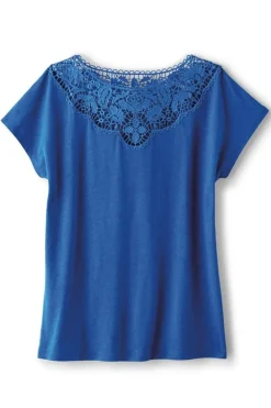 Soft Surroundings Luella Linen Blend Lace Tee| Tops