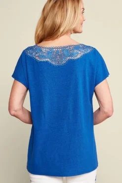 Soft Surroundings Luella Linen Blend Lace Tee| Tops