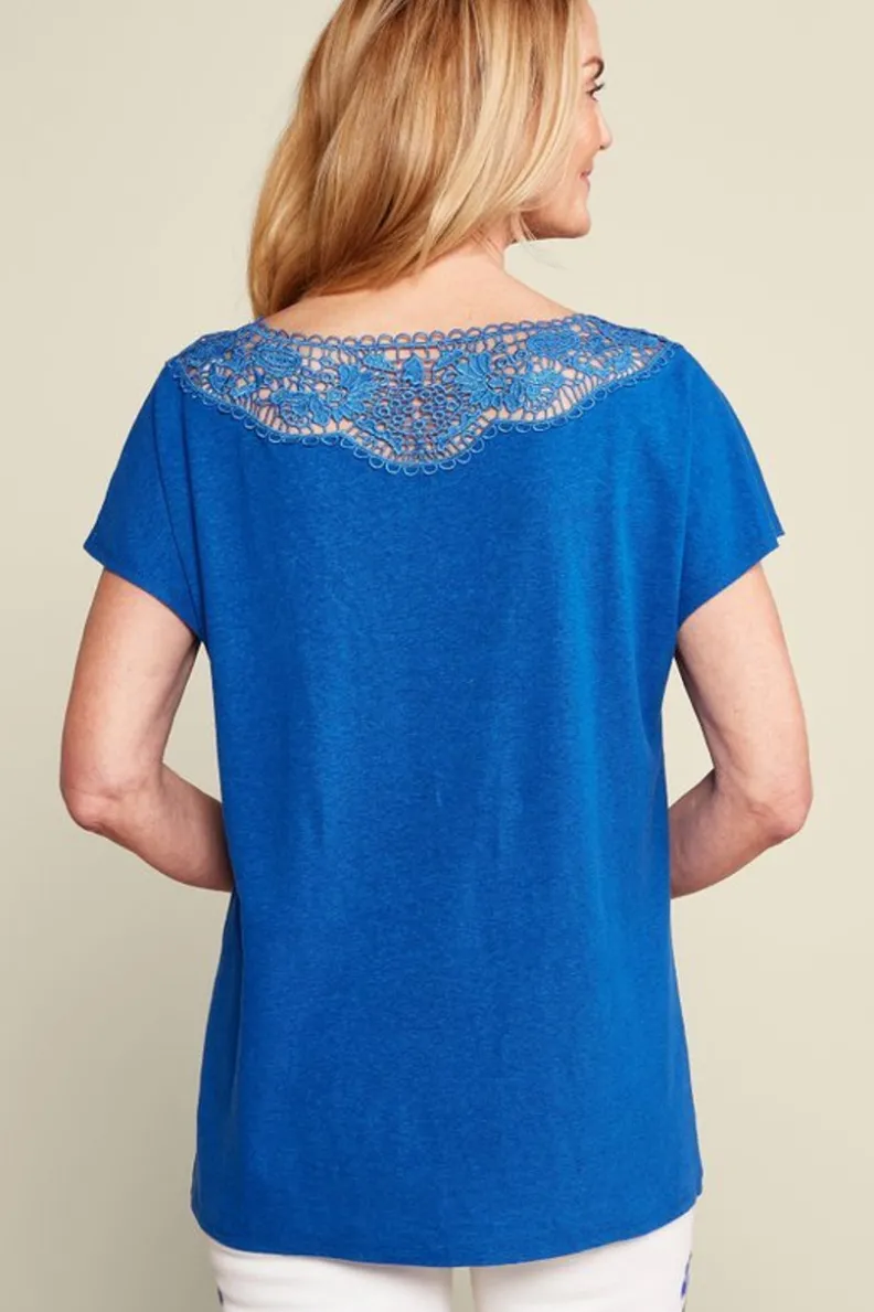 Soft Surroundings Luella Linen Blend Lace Tee| Tops