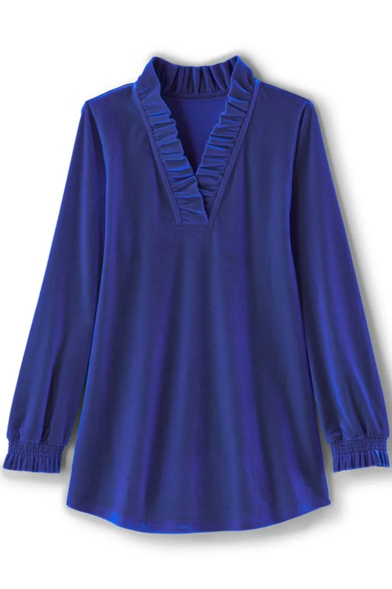 Soft Surroundings Marlee Ruffle Velvet Top| Tops