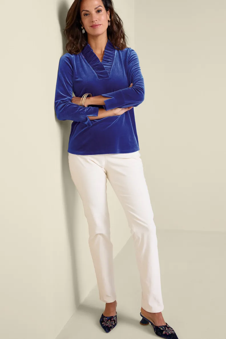 Soft Surroundings Marlee Ruffle Velvet Top| Tops