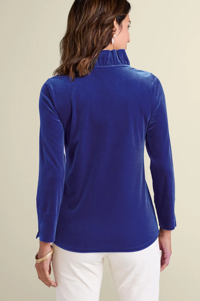 Soft Surroundings Marlee Ruffle Velvet Top| Tops