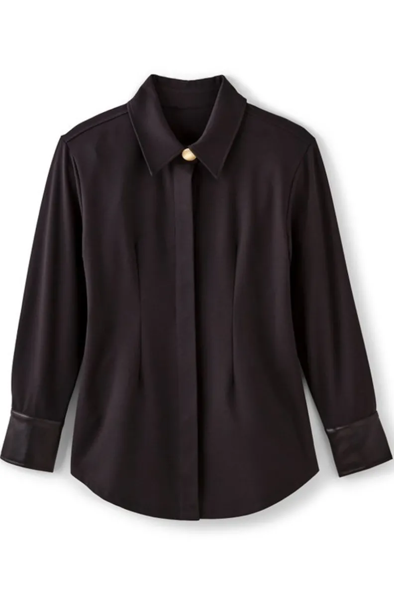 Soft Surroundings Mattea Faux Leather Cuff Tunic| Tops