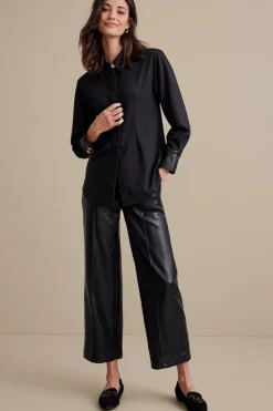 Soft Surroundings Mattea Faux Leather Cuff Tunic| Tops