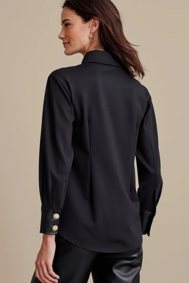 Soft Surroundings Mattea Faux Leather Cuff Tunic| Tops