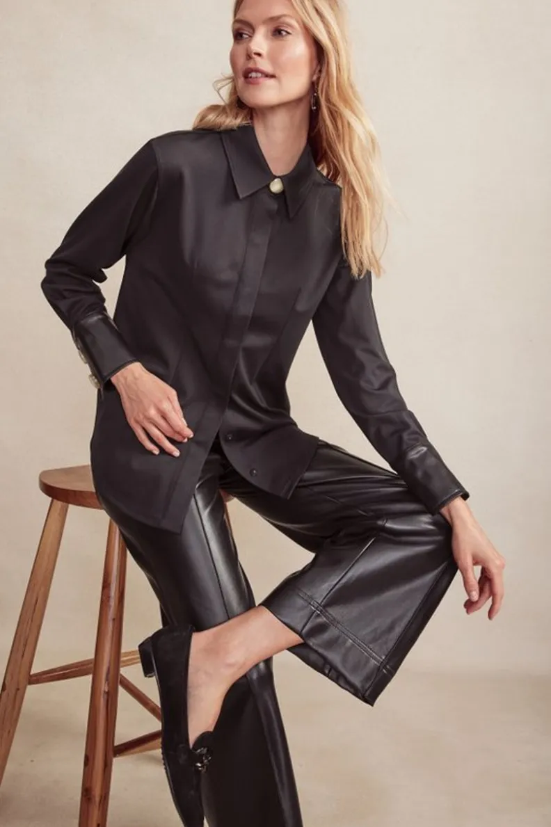Soft Surroundings Mattea Faux Leather Cuff Tunic| Tops
