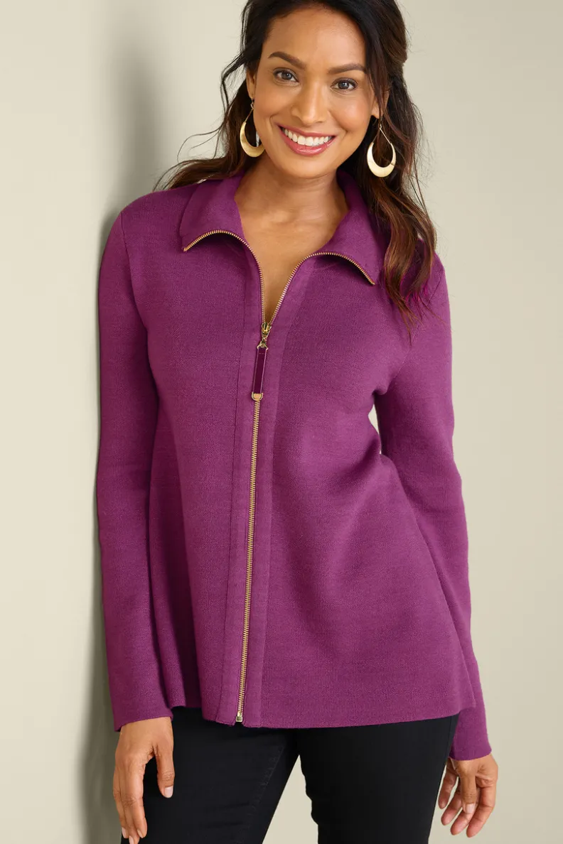 Soft Surroundings Meria Zip Cardi| Tops|Sweaters & Cardigans
