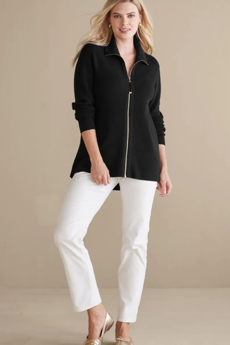 Soft Surroundings Meria Zip Cardi| Tops|Sweaters & Cardigans
