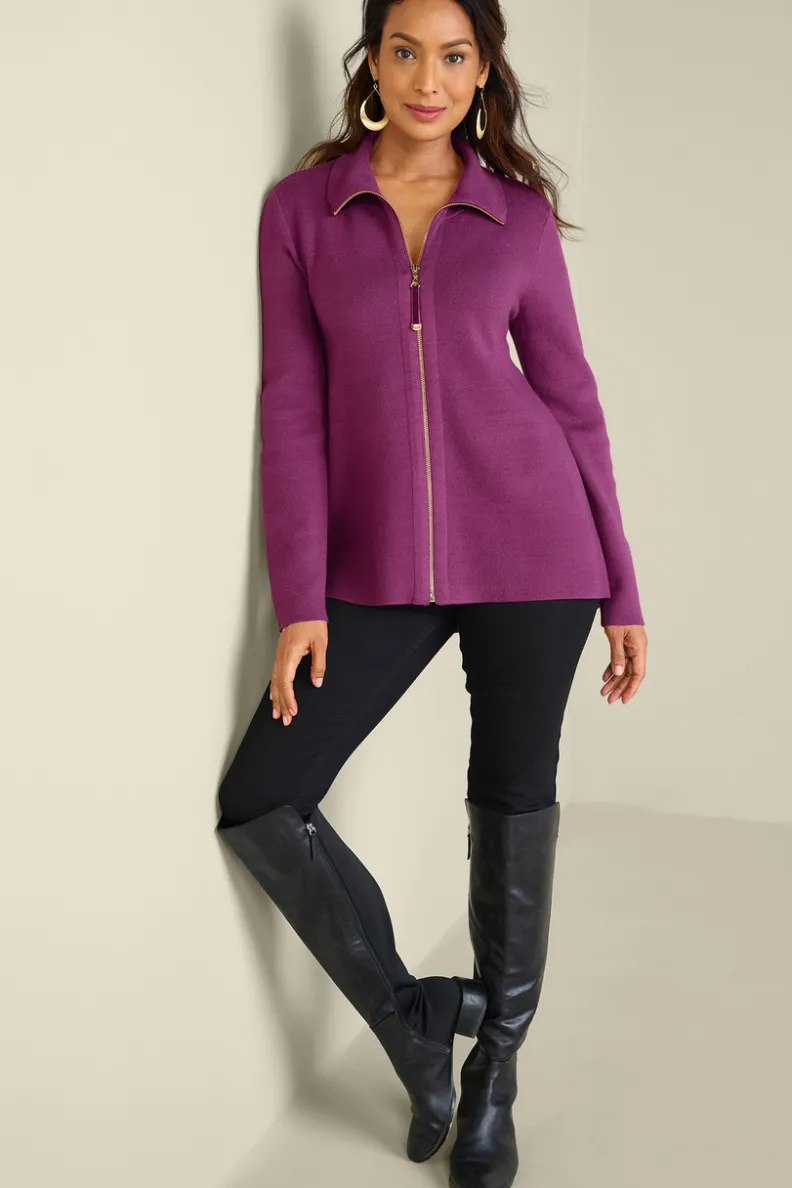 Soft Surroundings Meria Zip Cardi| Tops|Sweaters & Cardigans