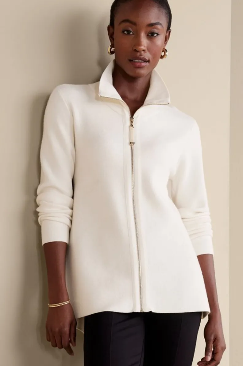 Soft Surroundings Meria Zip Cardi| Tops|Sweaters & Cardigans