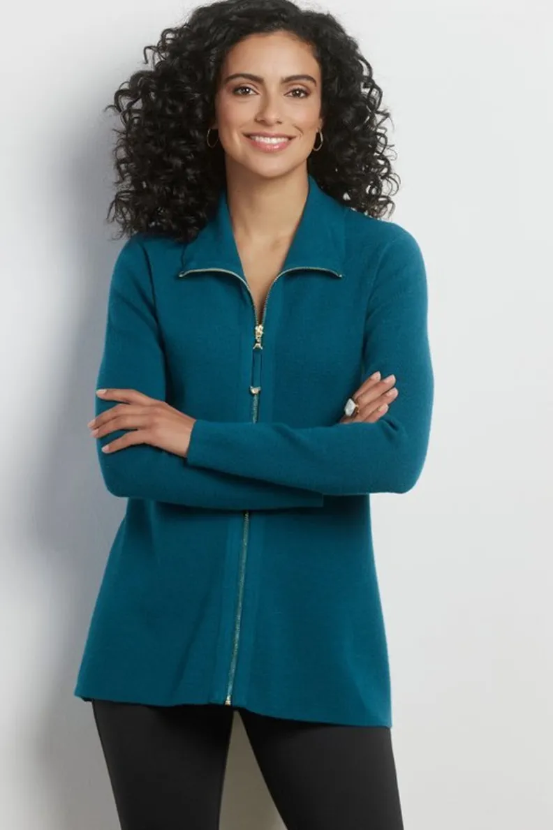 Soft Surroundings Meria Zip Cardi| Tops|Sweaters & Cardigans