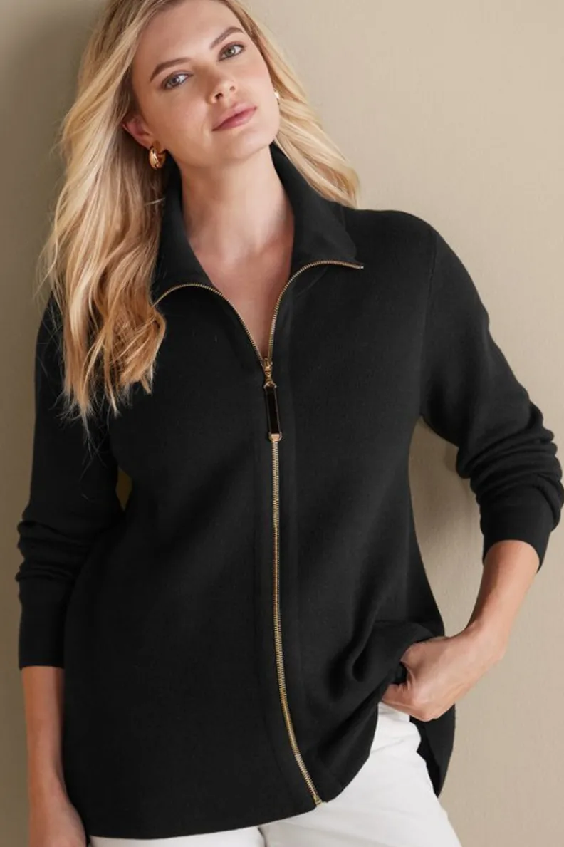 Soft Surroundings Meria Zip Cardi| Tops|Sweaters & Cardigans