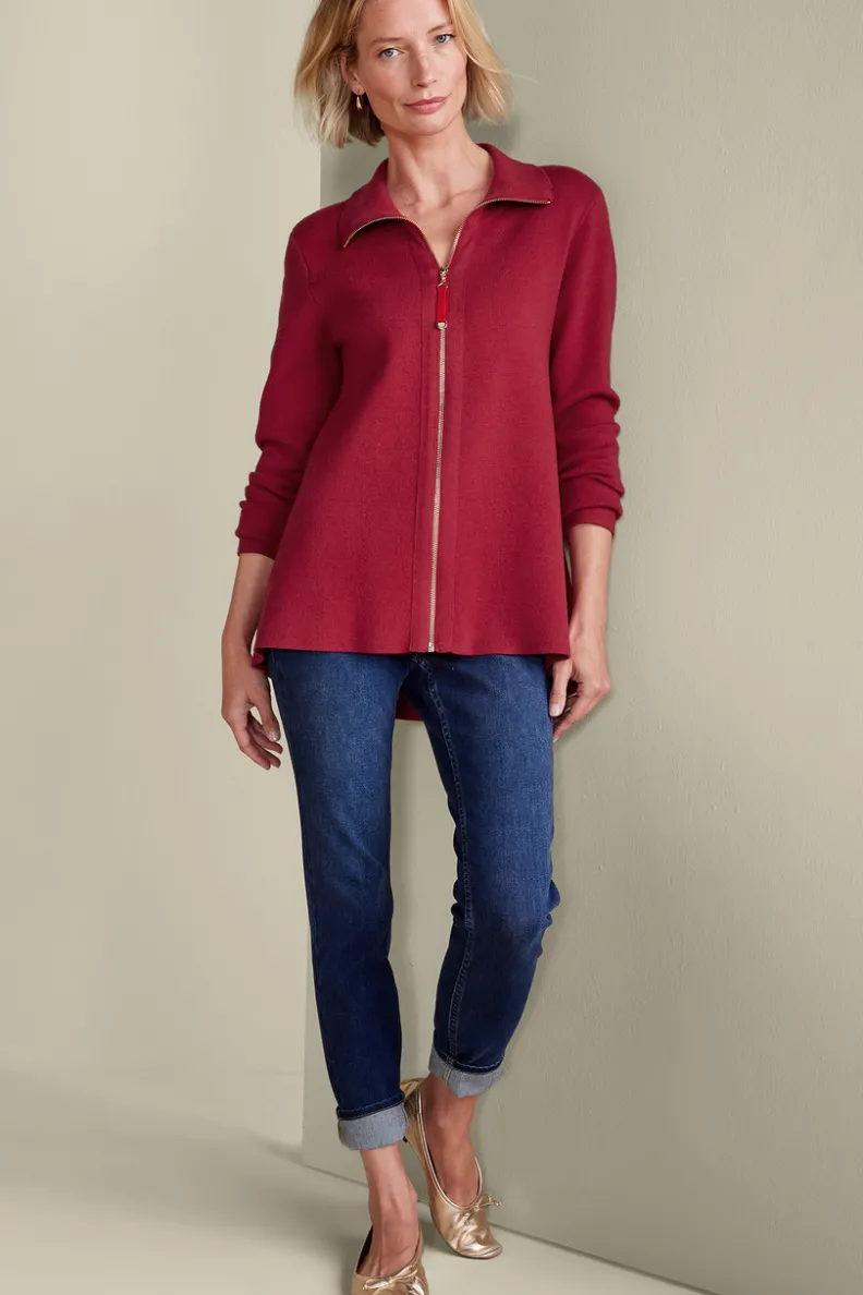 Soft Surroundings Meria Zip Cardi| Tops|Sweaters & Cardigans