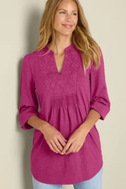 Soft Surroundings Mikaela Embroidered 3/4 Sleeve Tunic| Tops|Tunics & Leggings