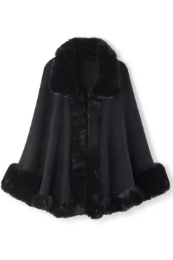 Soft Surroundings Mila Faux Fur Trim Cape| Scarves & Wraps