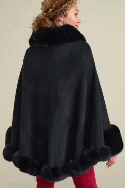Soft Surroundings Mila Faux Fur Trim Cape| Scarves & Wraps