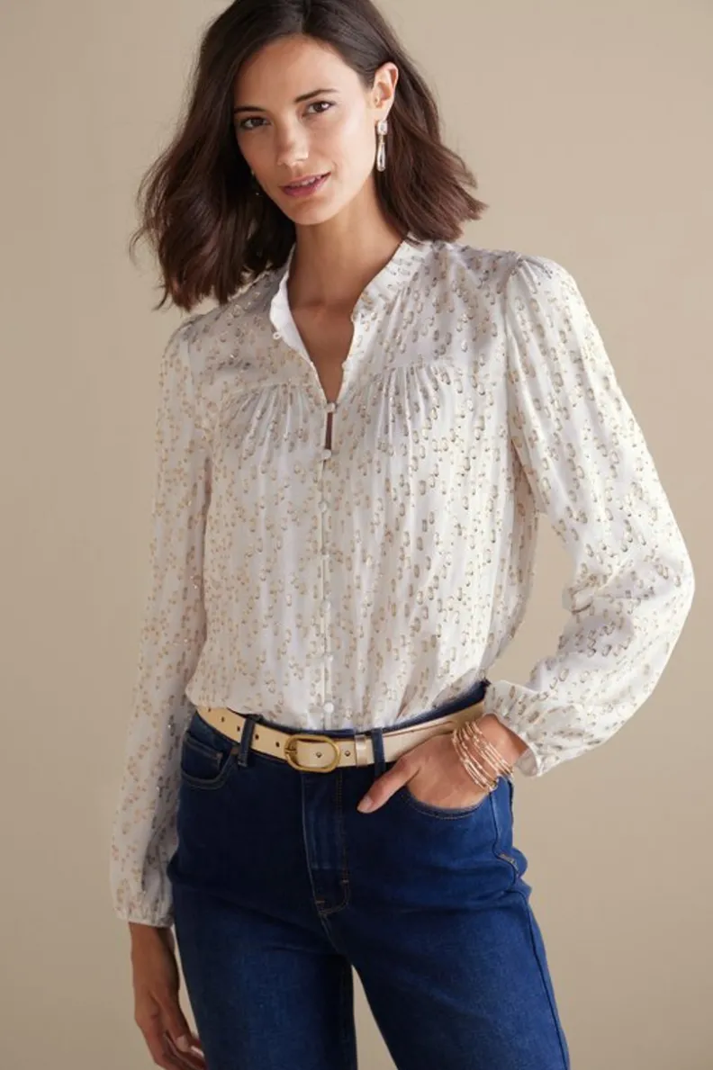 Soft Surroundings Mila Metallic Blouse| Tops