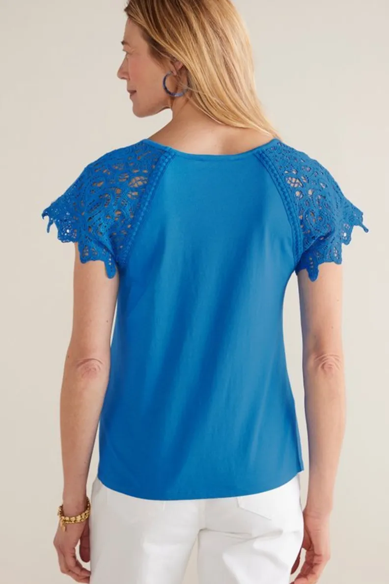 Soft Surroundings Nikita Lace Sleeve Tee| Tops