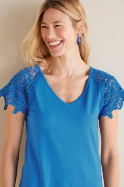Soft Surroundings Nikita Lace Sleeve Tee| Tops
