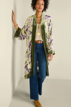 Soft Surroundings Nomi Silk Blend Velvet Kimono| Toppers|Jackets & Coats
