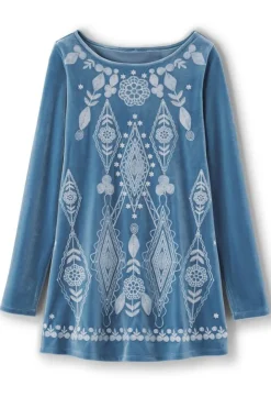 Soft Surroundings Nori Embroidered Velvet Tunic| Tops