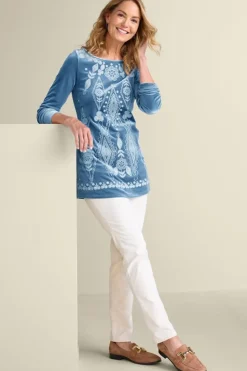 Soft Surroundings Nori Embroidered Velvet Tunic| Tops