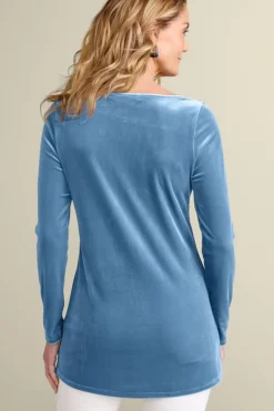 Soft Surroundings Nori Embroidered Velvet Tunic| Tops