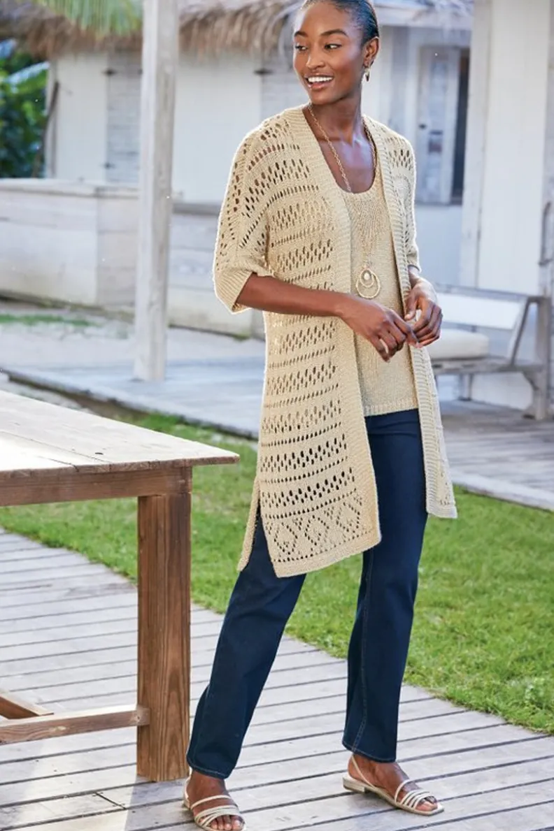 Soft Surroundings Opaline Shimmer Cardigan| Tops|Sweaters & Cardigans