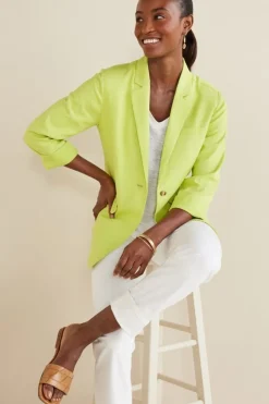Soft Surroundings Portofino Linen Blend Boyfriend Blazer| Toppers|Dresses