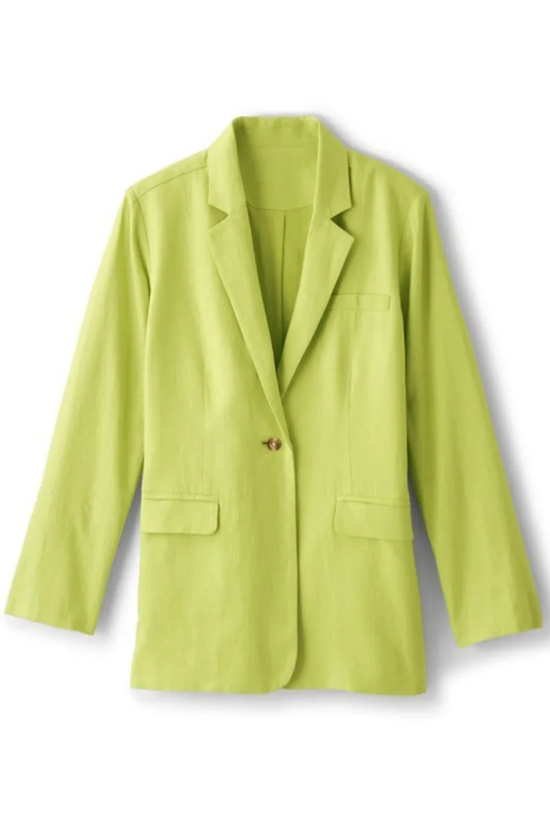 Soft Surroundings Portofino Linen Blend Boyfriend Blazer| Toppers|Dresses
