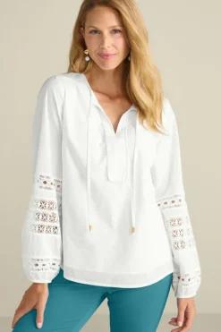 Soft Surroundings Prospera Lace Trim Top| Tops