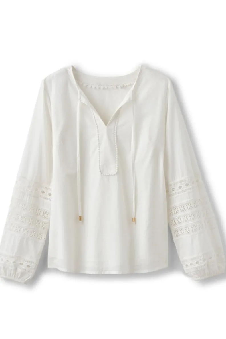 Soft Surroundings Prospera Lace Trim Top| Tops