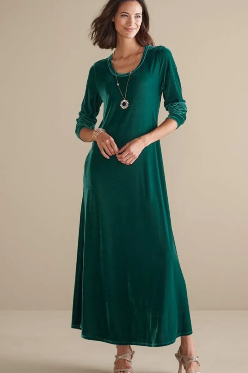 Soft Surroundings Santiago Stretch Velvet Dress| Dresses