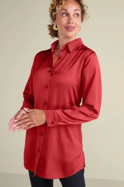 Soft Surroundings Satin Boyfriend Shirt| Tops