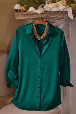 Soft Surroundings Satin Boyfriend Shirt| Tops