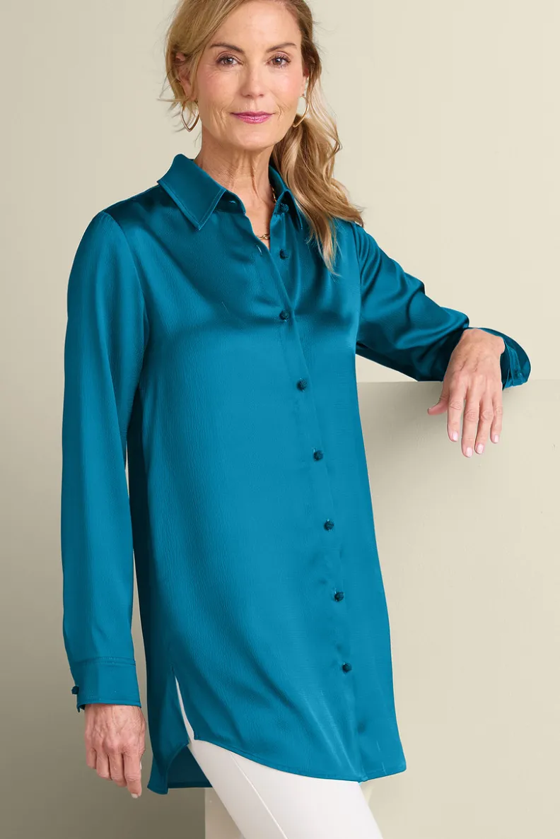 Soft Surroundings Satin Boyfriend Shirt| Tops