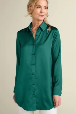 Soft Surroundings Satin Boyfriend Shirt| Tops