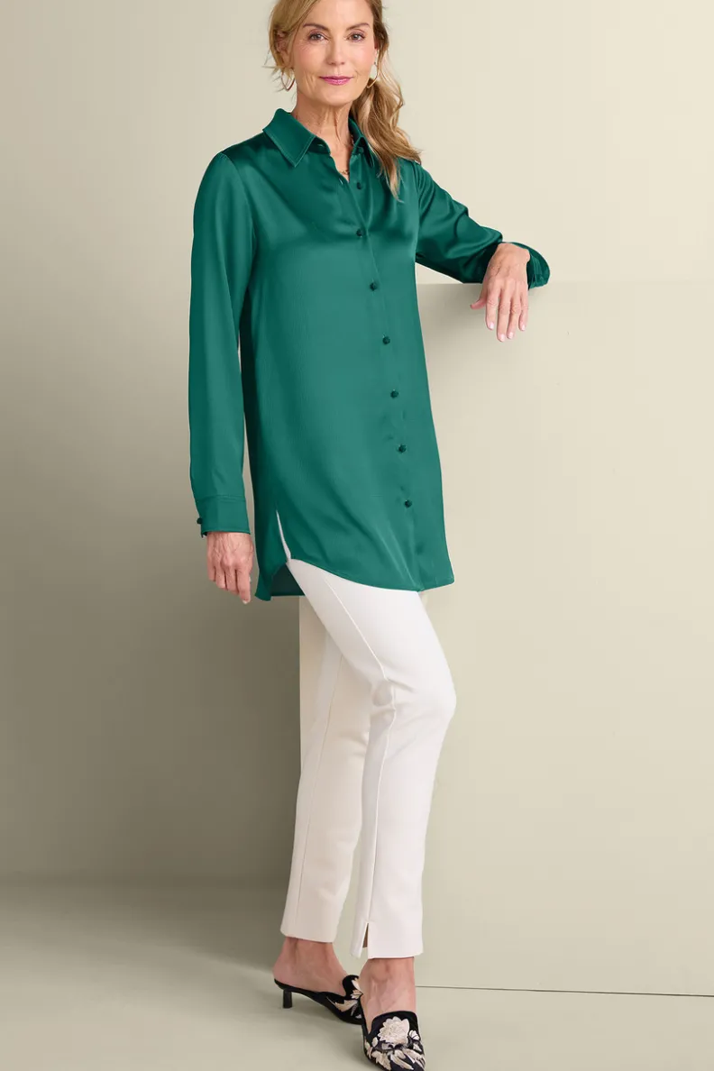 Soft Surroundings Satin Boyfriend Shirt| Tops