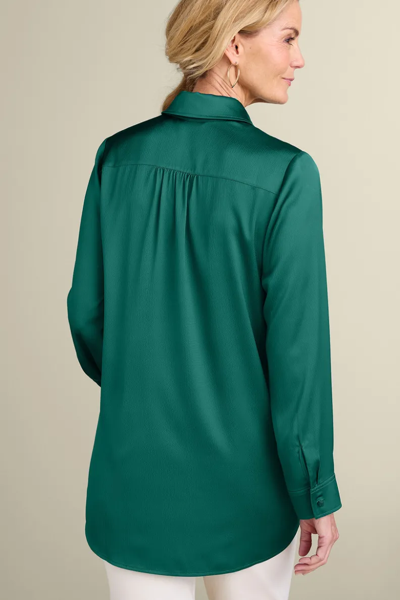 Soft Surroundings Satin Boyfriend Shirt| Tops