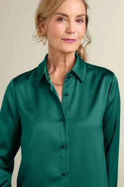 Soft Surroundings Satin Boyfriend Shirt| Tops