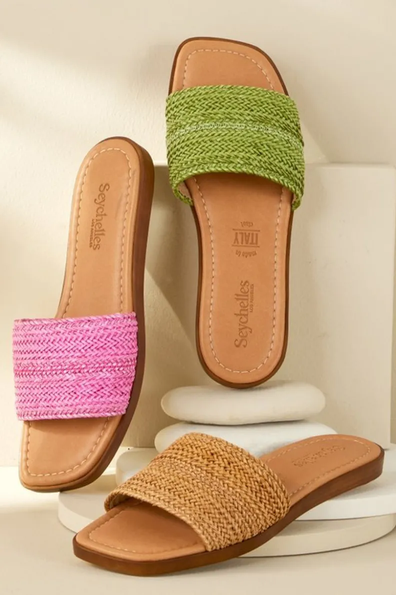 Soft Surroundings Seychelles Palms Perfection Woven Slide| Shoes