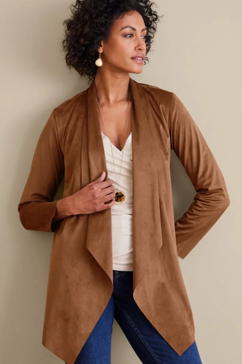 Soft Surroundings Shape Drape Faux Suede Jacket| Toppers|Jackets & Coats