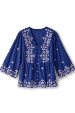 Soft Surroundings Shona Embroidered Top| Tops