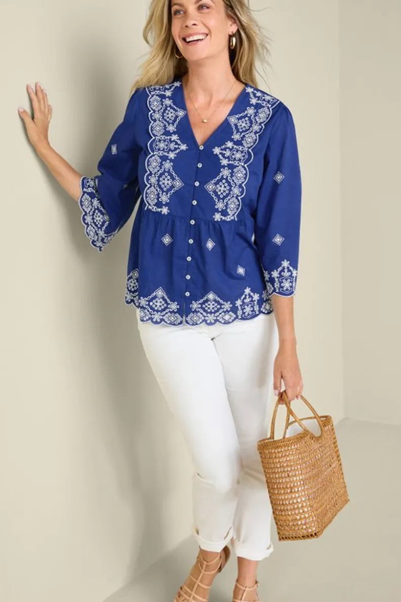 Soft Surroundings Shona Embroidered Top| Tops