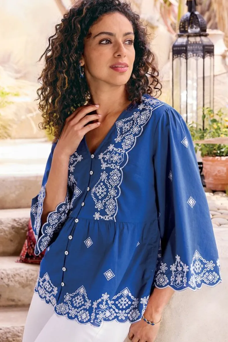 Soft Surroundings Shona Embroidered Top| Tops