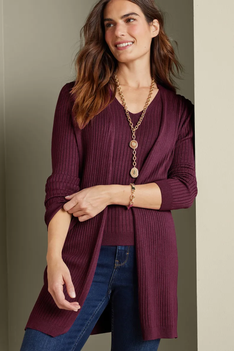 Soft Surroundings Soft Essential Ribbed Long Cardi| Tops|Sweaters & Cardigans