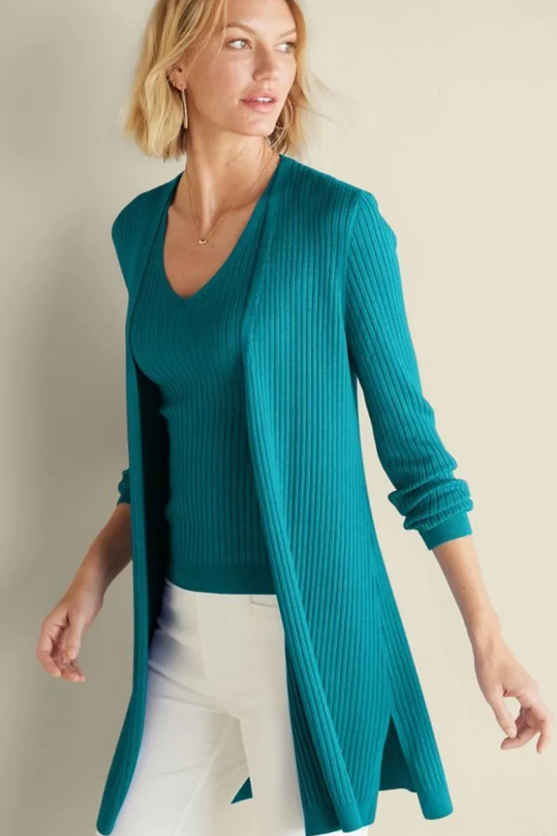 Soft Surroundings Soft Essential Ribbed Long Cardi| Tops|Sweaters & Cardigans