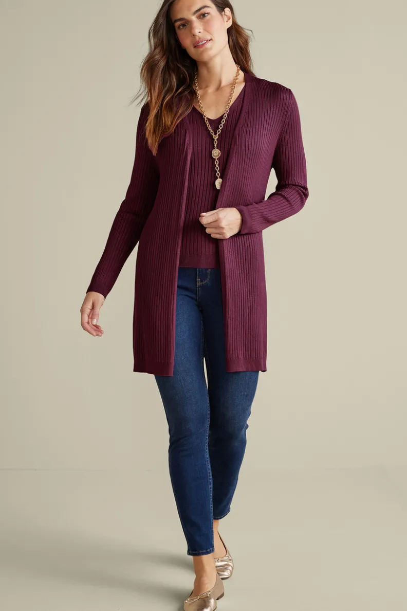 Soft Surroundings Soft Essential Ribbed Long Cardi| Tops|Sweaters & Cardigans